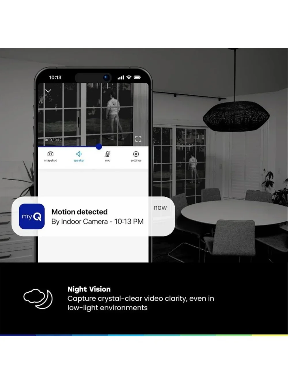 2K Indoor Wi-Fi Security Camera with Night Vision, Motion Detection, 2-Way Audio